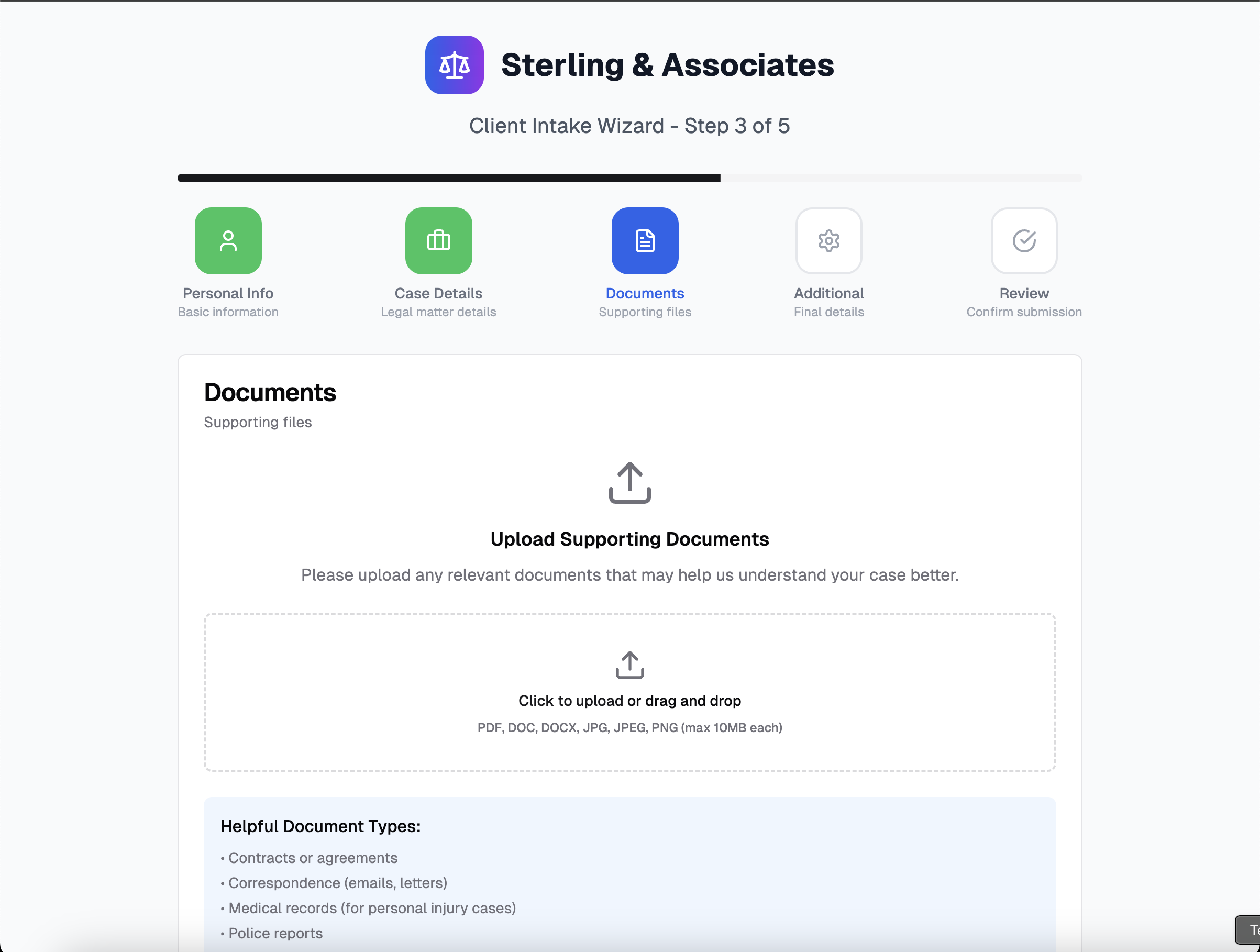 Legal Client Intake Wizard